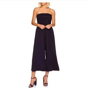 Susana Monaco Midnight Ruched Strapless Jumpsuit - Medium